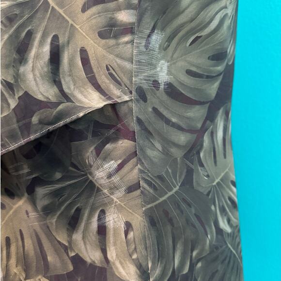 Michael Kors Green Botanical Layered Ruffle Round Neck Sleeveless Blouse Medium - Picture 9 of 12